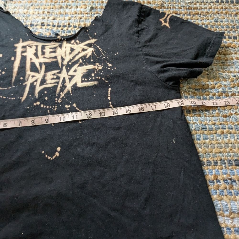 Friends Please Stay Alive Bleach Graphic Tee Black Thrashed Goth Punk DIY Emo - Picture 5 of 5
